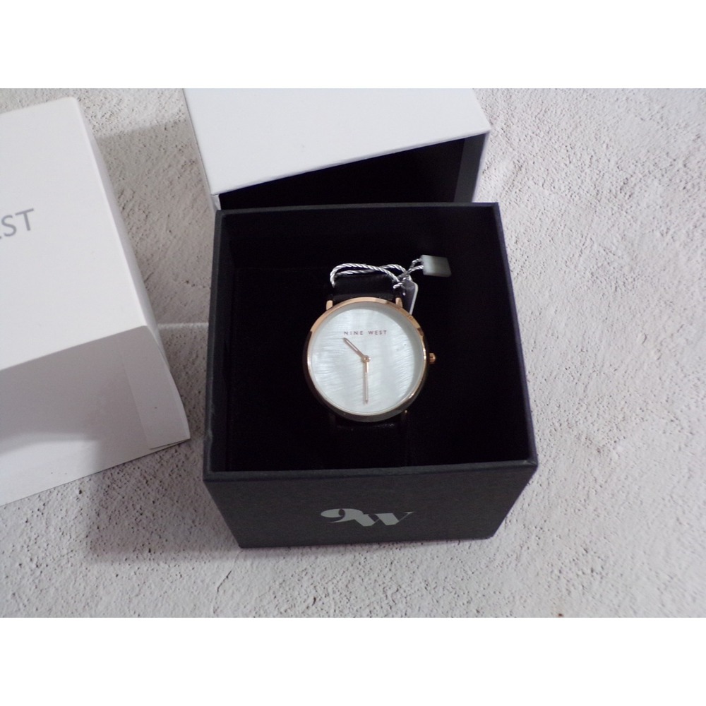 Nine West Women's Watch Quartz Stainless Steel Black Band Gold Tone NWW04011